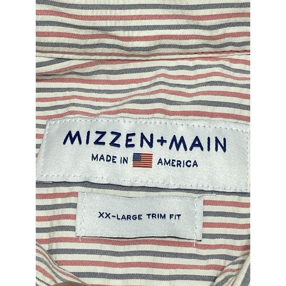 Mizzen+Main Men's Leeward Short Sleeve Button-Down Shirt 2XL Trim Fit Striped - Picture 2 of 10